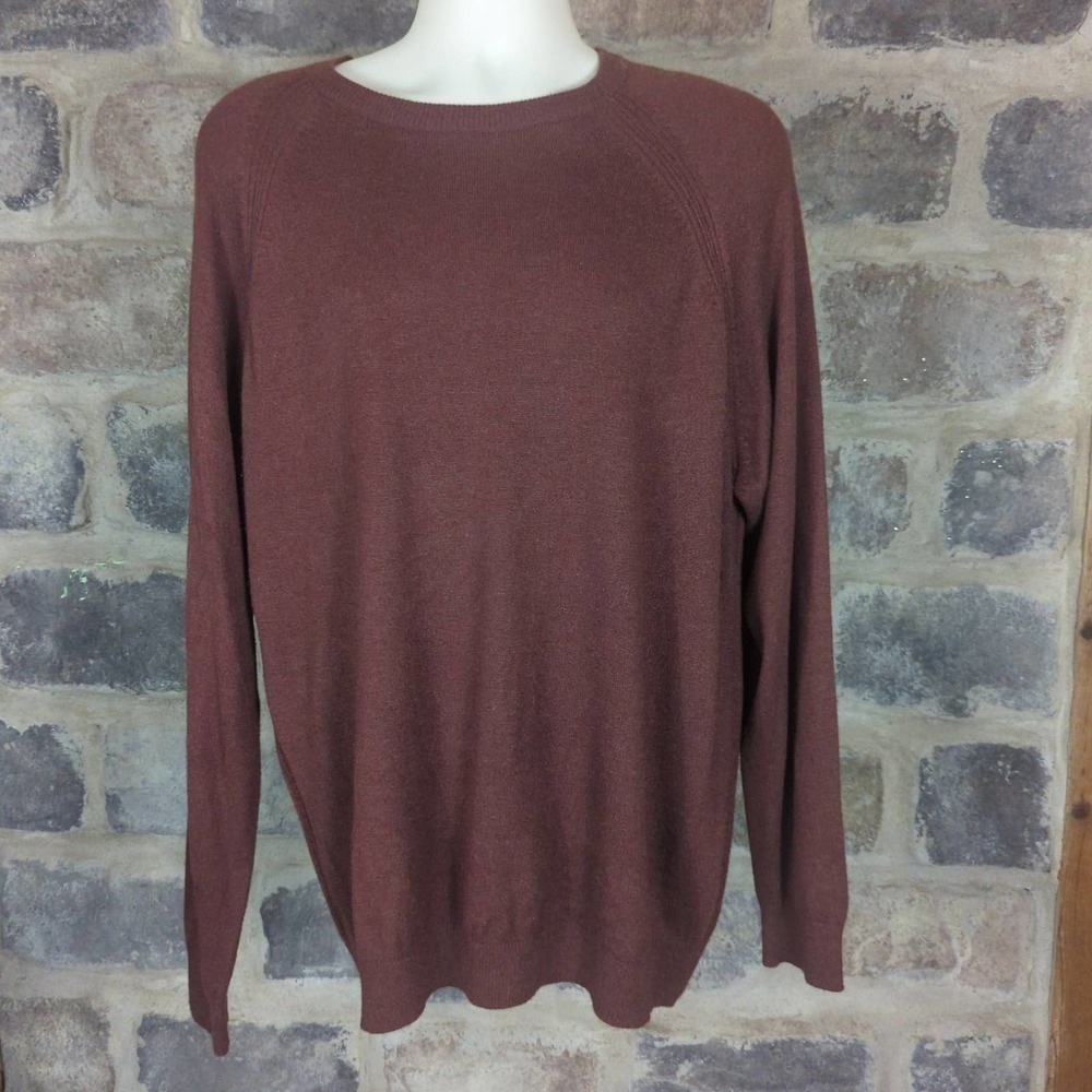 NORTHERN Isles Brown Crew Neck Silk Rayon Cashmere Sweater Men's Size Large